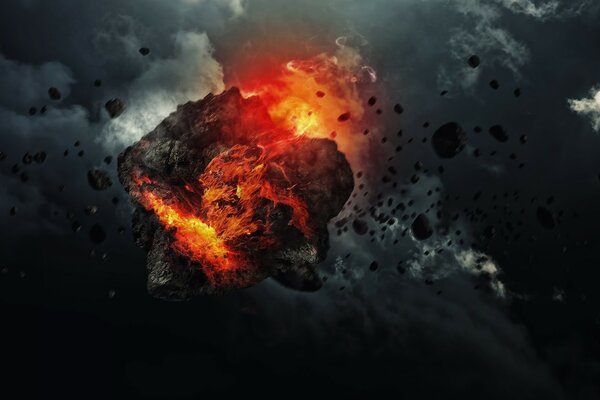 Asteroid im Weltraum in Photoshop