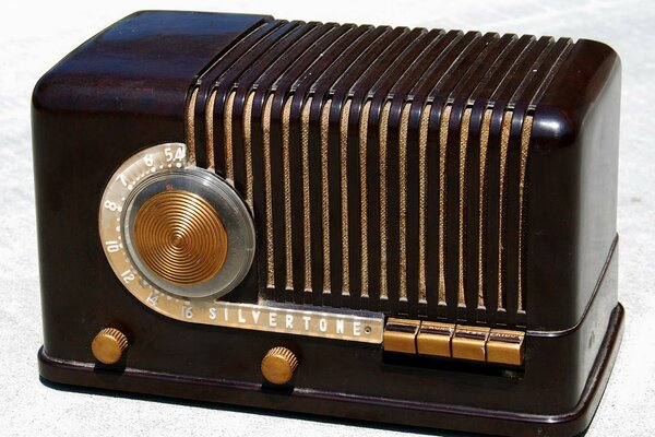 Silvery old radio receiver