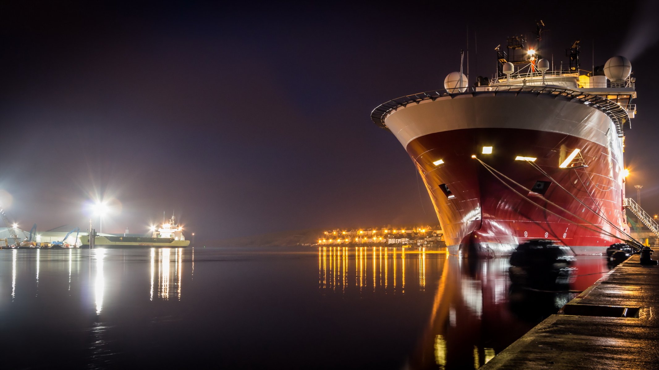 stadt hafen schiff nacht