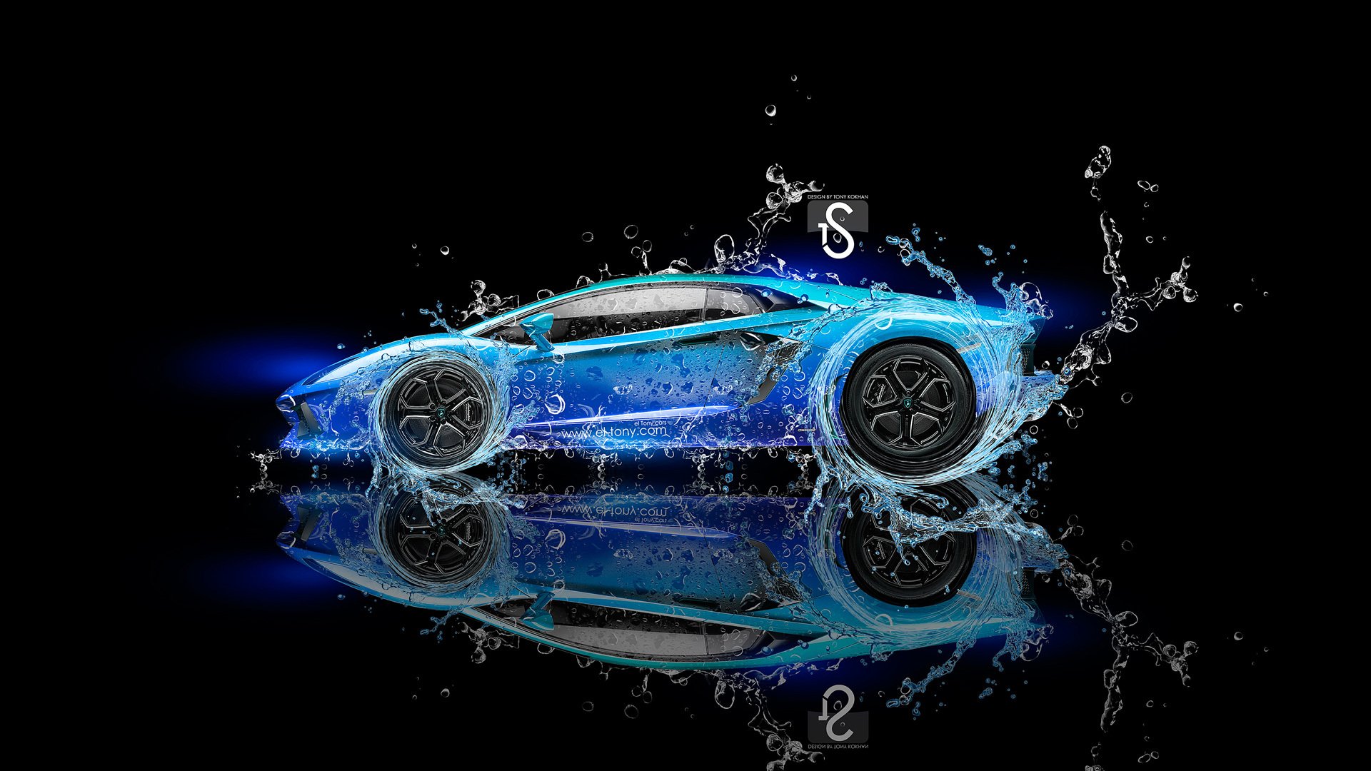 lamborghini aventador wasser fantasie neon blau el tony cars tony cohan design schwarz lamborghini effekte hintergrund blau photoshop