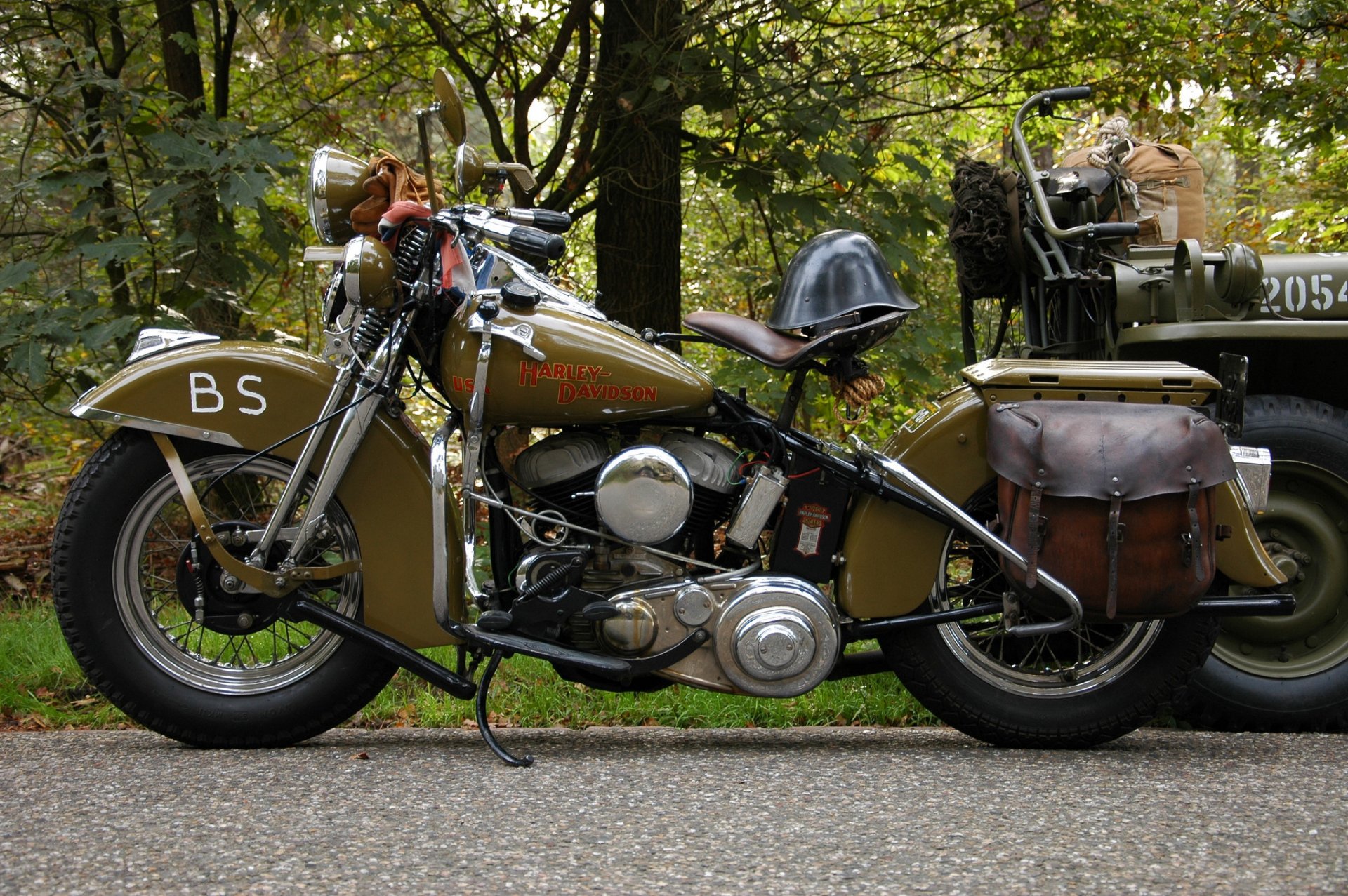 harley-davidson wla militare moto casco strada