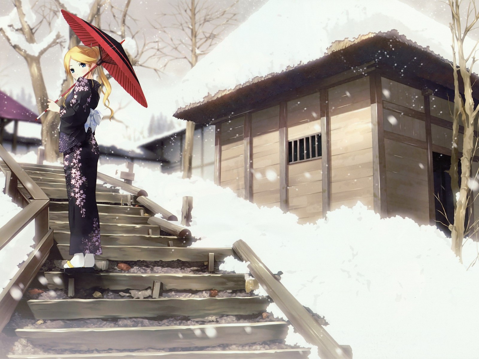 girl umbrella kimono