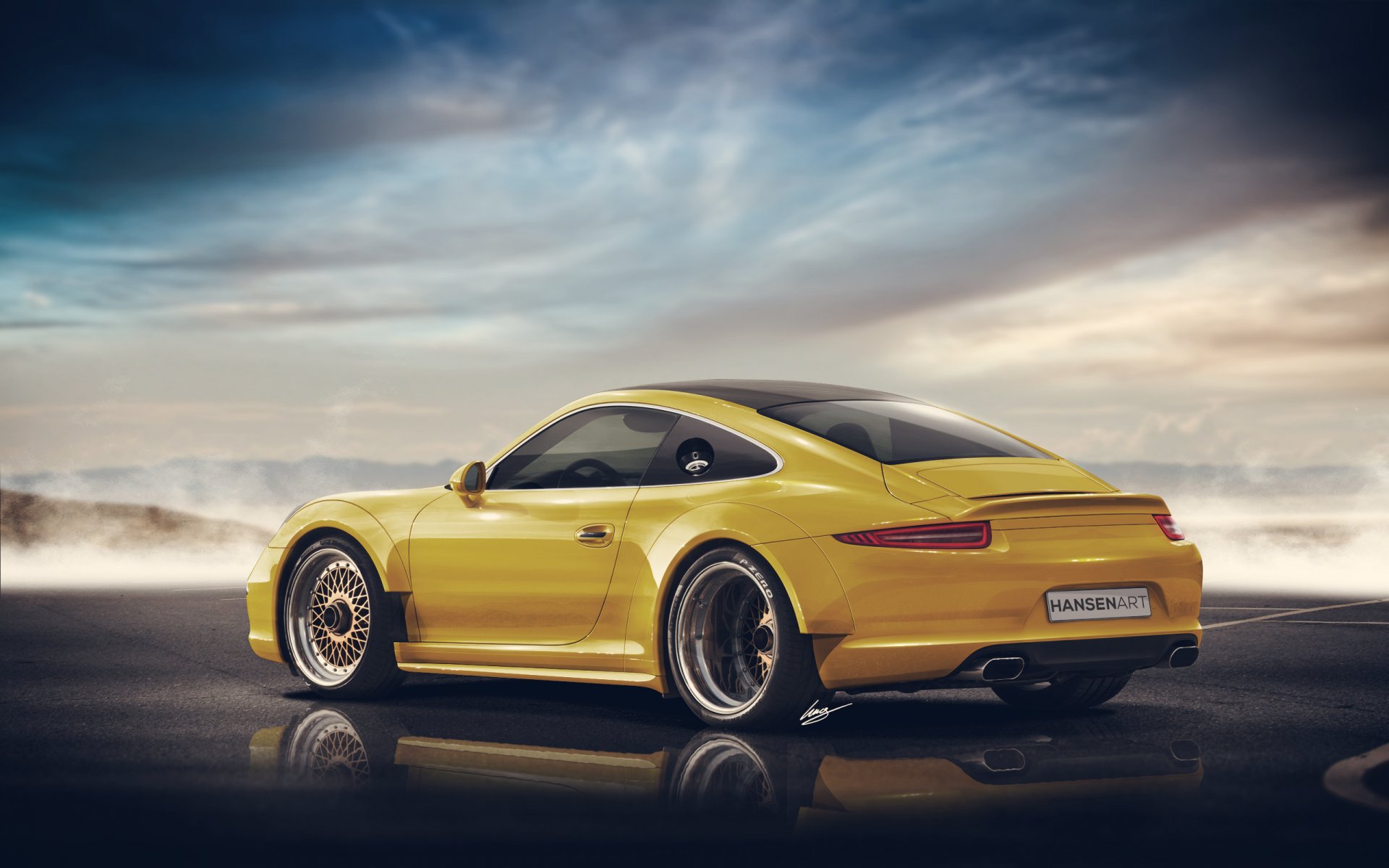 911 widebody hansen arte giallo posteriore