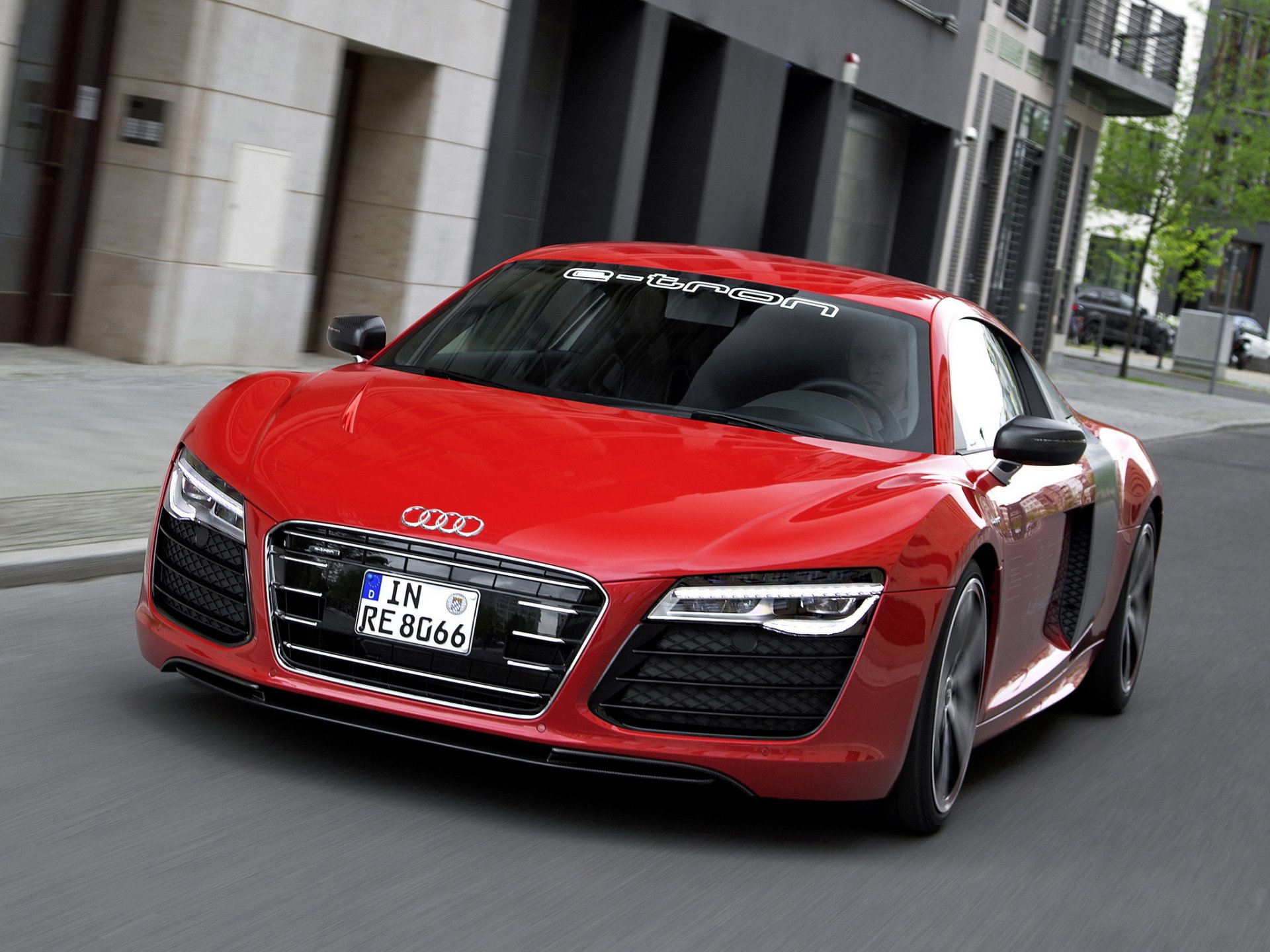 audi r8 e-tron prototipo anteriore rosso supercar bello