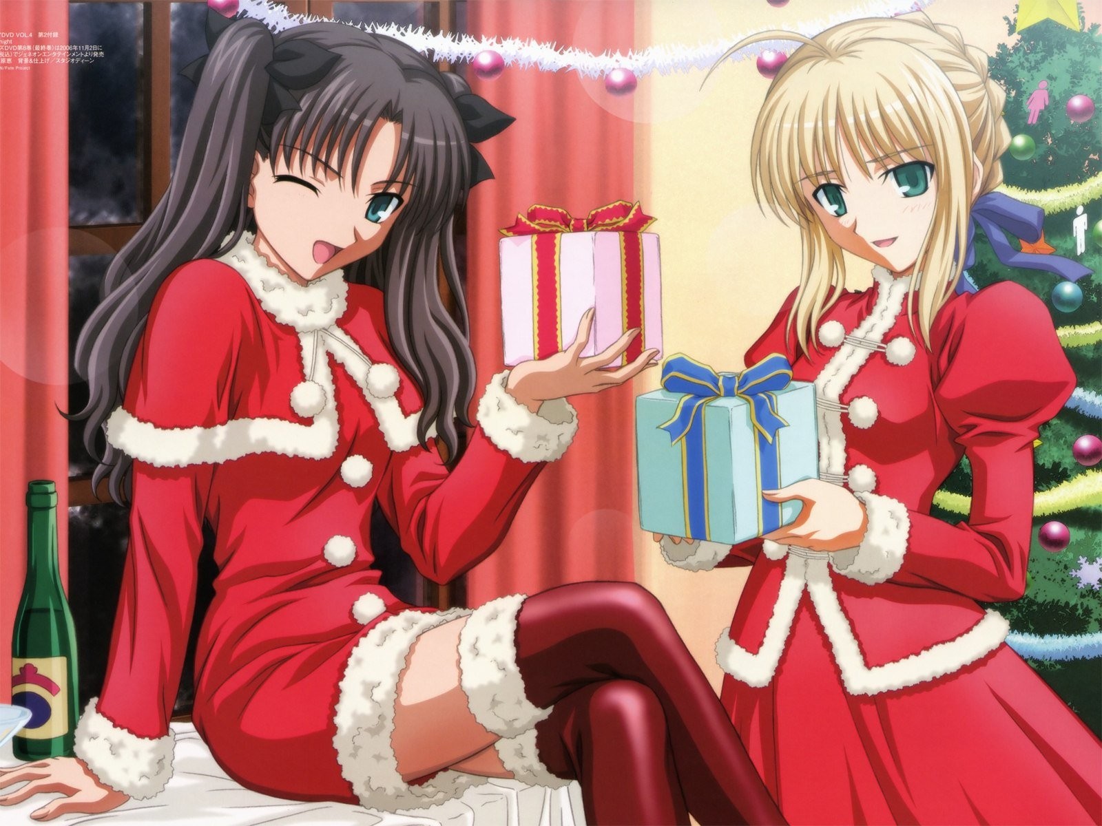 new year girls snow maiden christmas tree gifts fate stay night