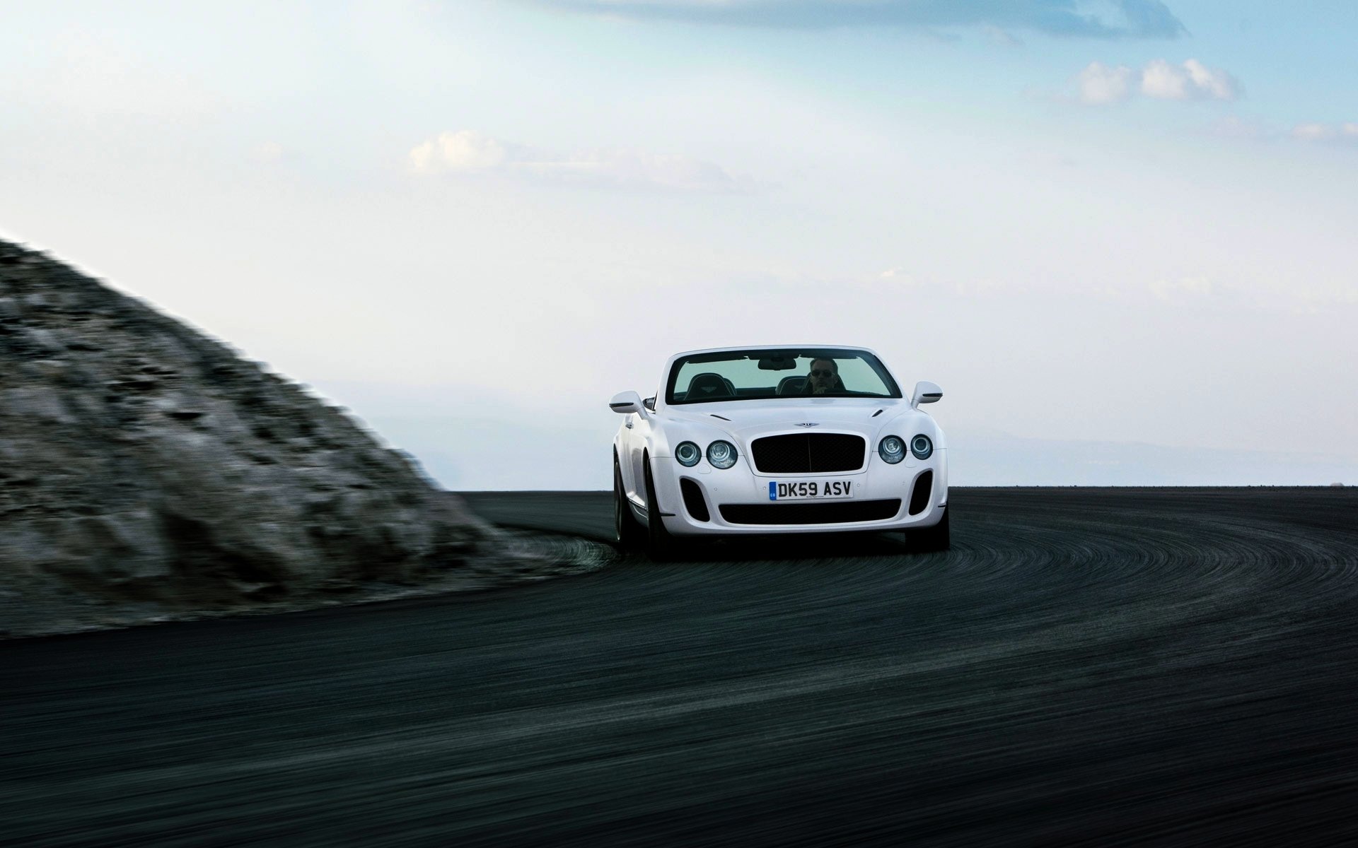 bentley continental gt ss white car front road convertible