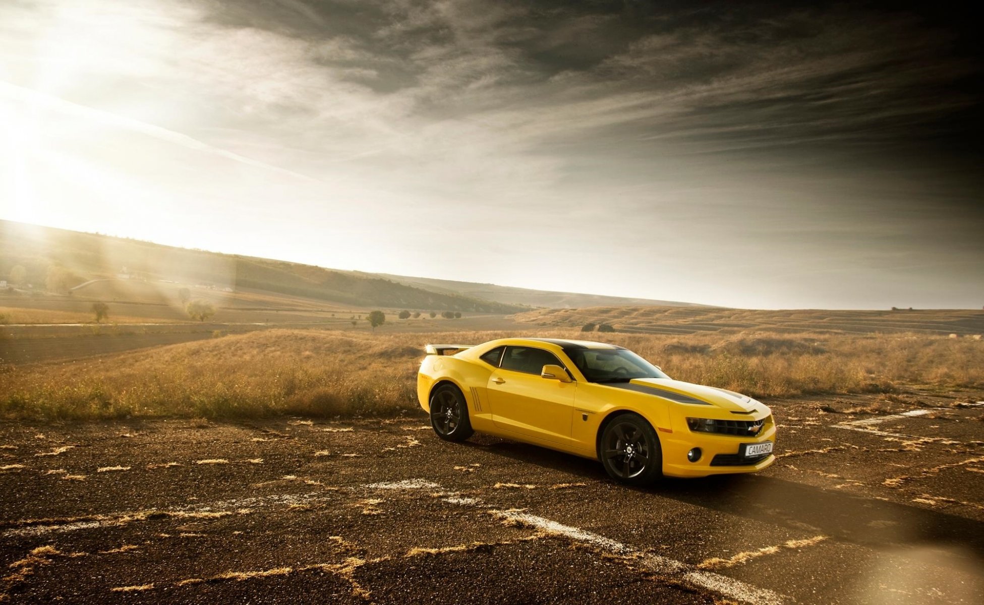 chevrolet camaro ss bumblebee edizione giallo muscolo auto sole