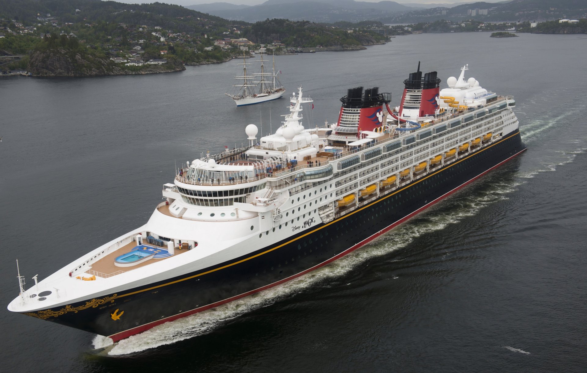 disney magic bergen norway north sea liner cruise sailboats sea