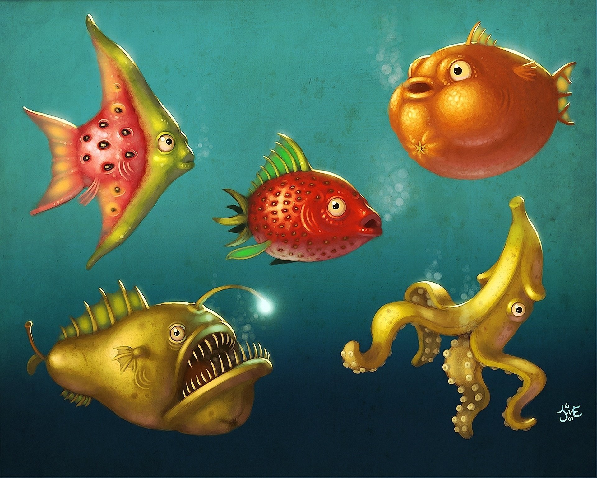 rosary fruit fiction collage fish drawings creative water anime