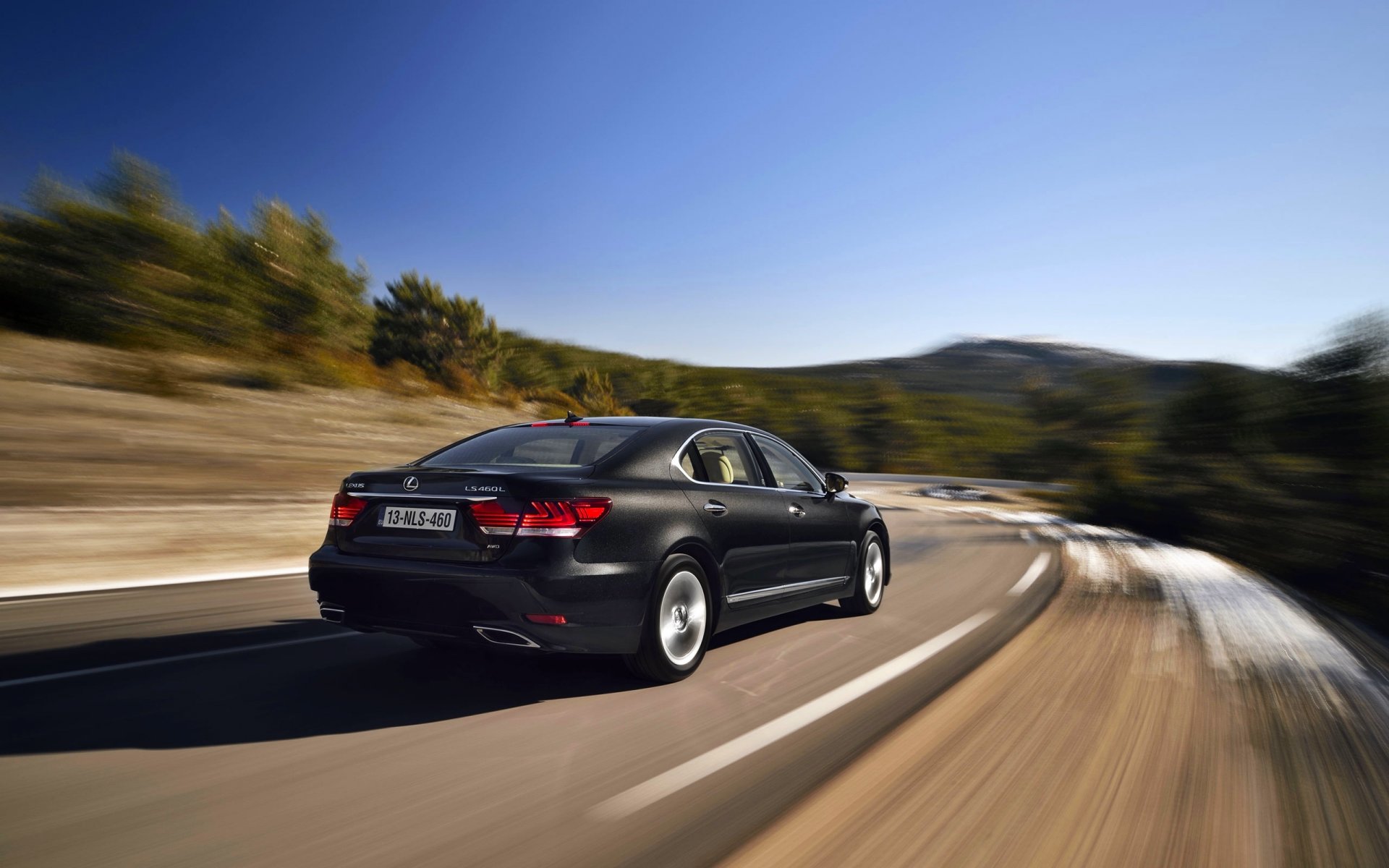 lexus ls-eu car black sedan lexus road in motion