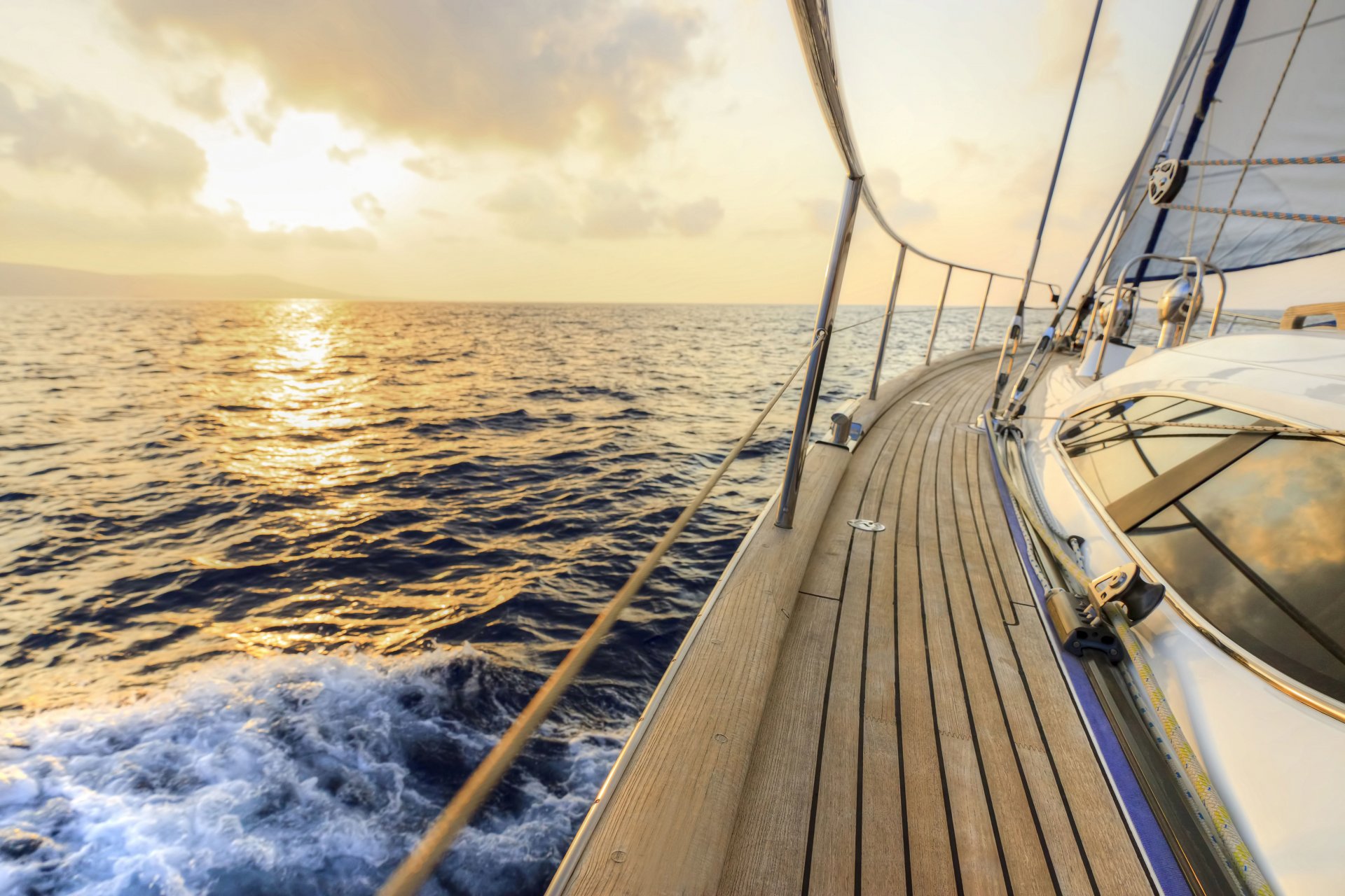 yacht deck sail sky sea waves spray travel wind dawn speed space adventure ship marine boat summer tourism leisure travel bokeh wallpaper