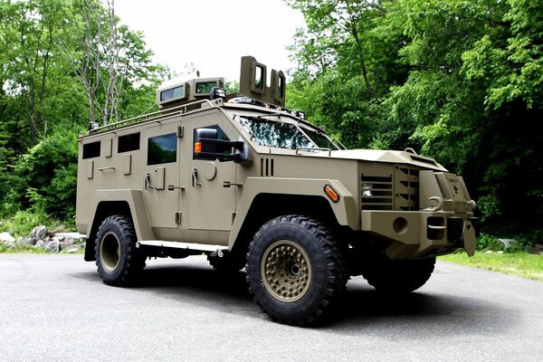 Voiture de l armée sur le terrain de jeu dans la forêt