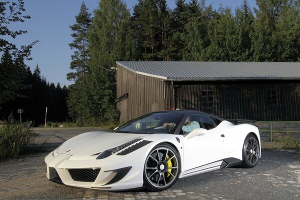 White Ferrari with tuning