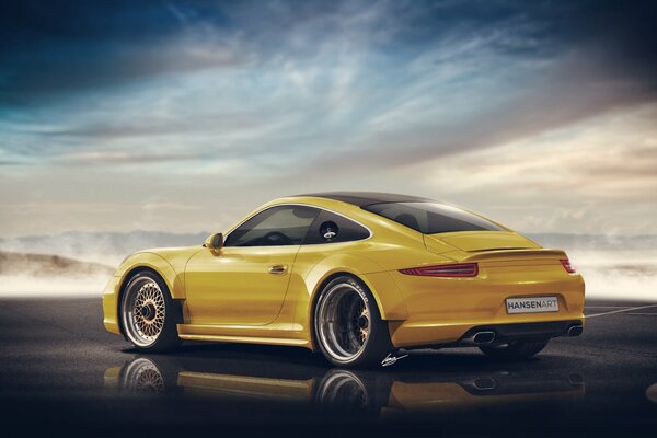 Widebody amarillo 911 trasero