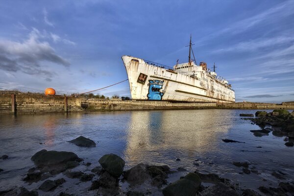 An old ship in a dry sea