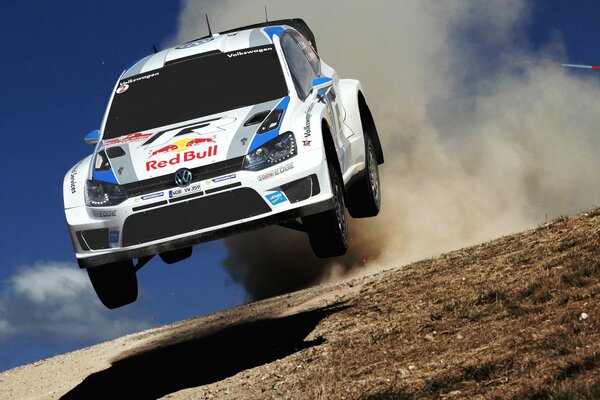 White Volkswagen car on the race track