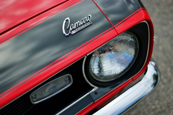 Retro Chevrolet Camaro black and red