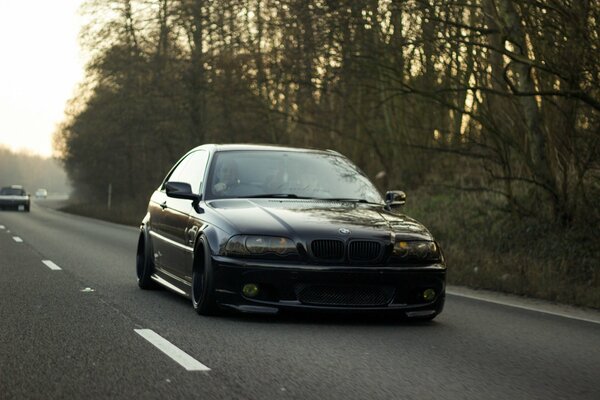 Bmw black on the auto road