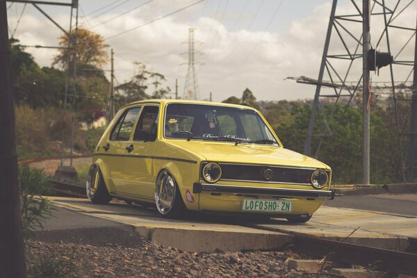 Low Volkswagen Golf yellow