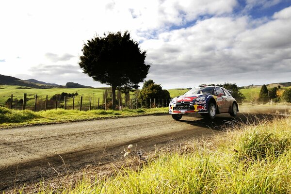 Citroen ds3 rally on the field road