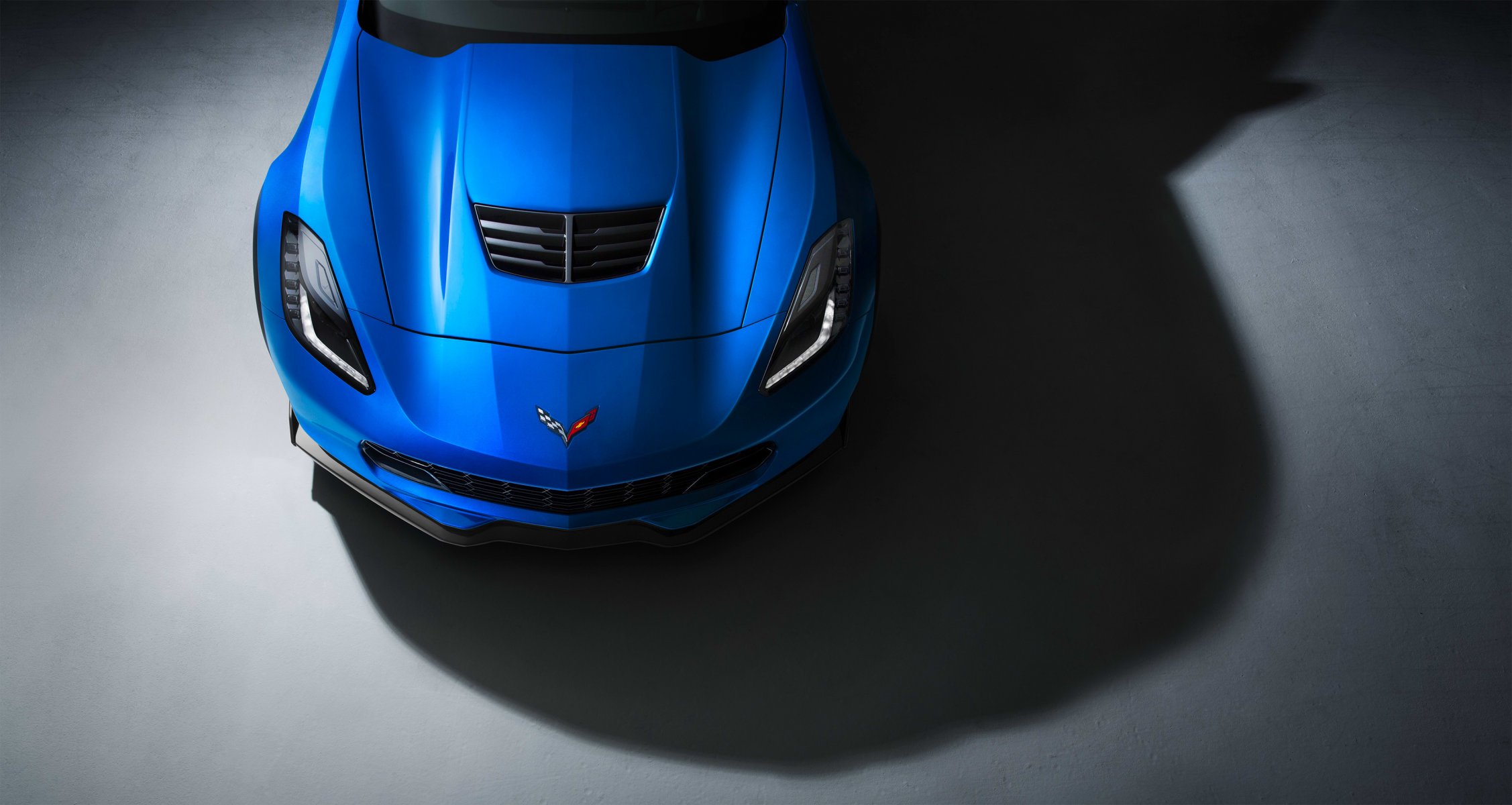 chevrolet corvette z06 blau farbe vorne licht studio muskel auto