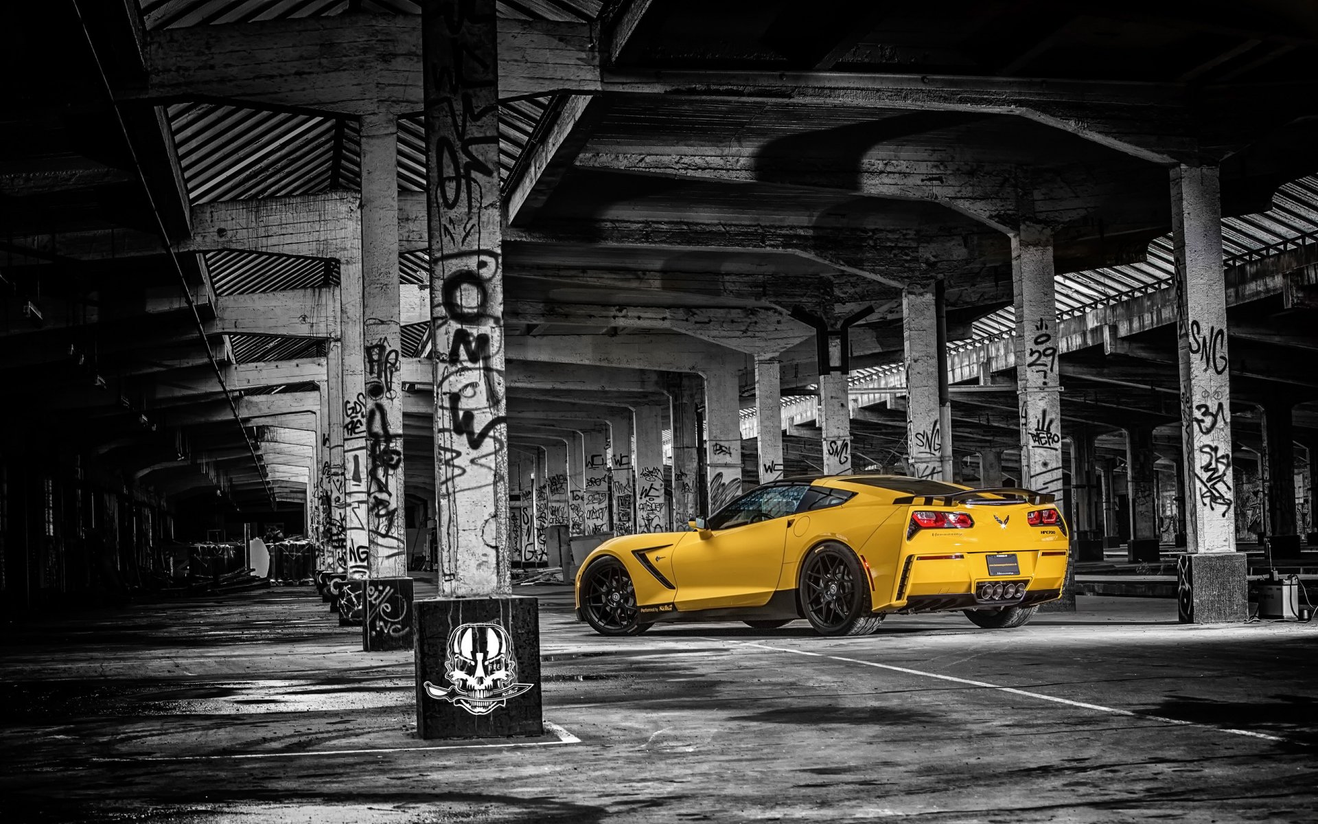 ruffer performance chevrolet corvette stingray hpe700 chevrolet tuning yellow rear view background