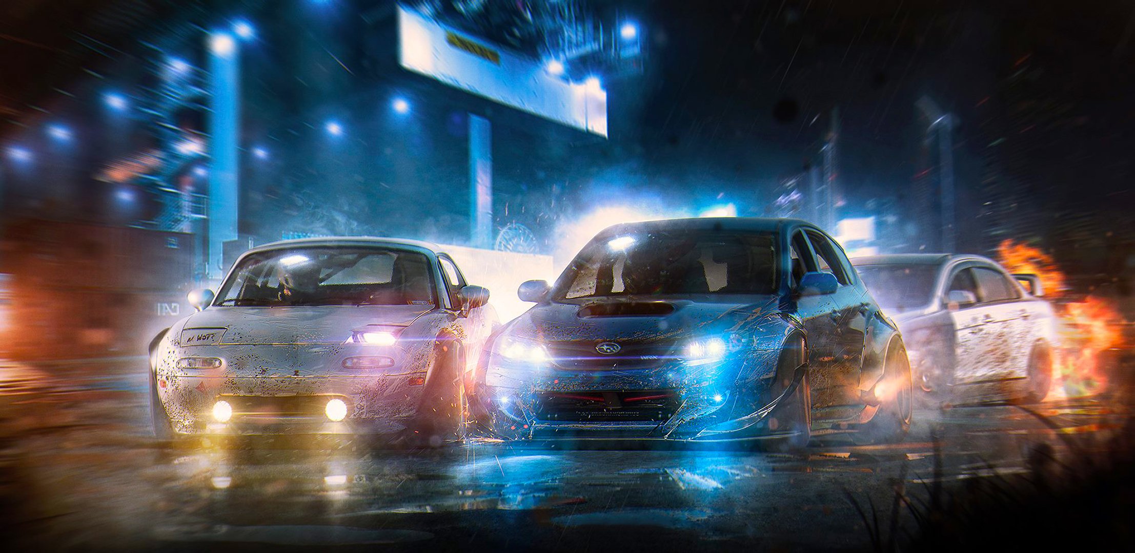 mazda mx5 subaru impreza wrx sti carreras trabajo coches nigth velocidad arte por khyzyl salem