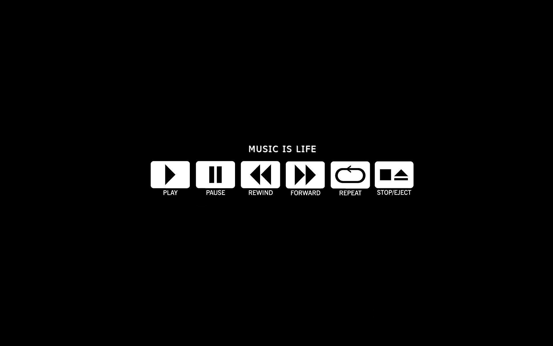 it pause rewinding repeat to eject minimalism music life play forward stop the inscription button easy black background