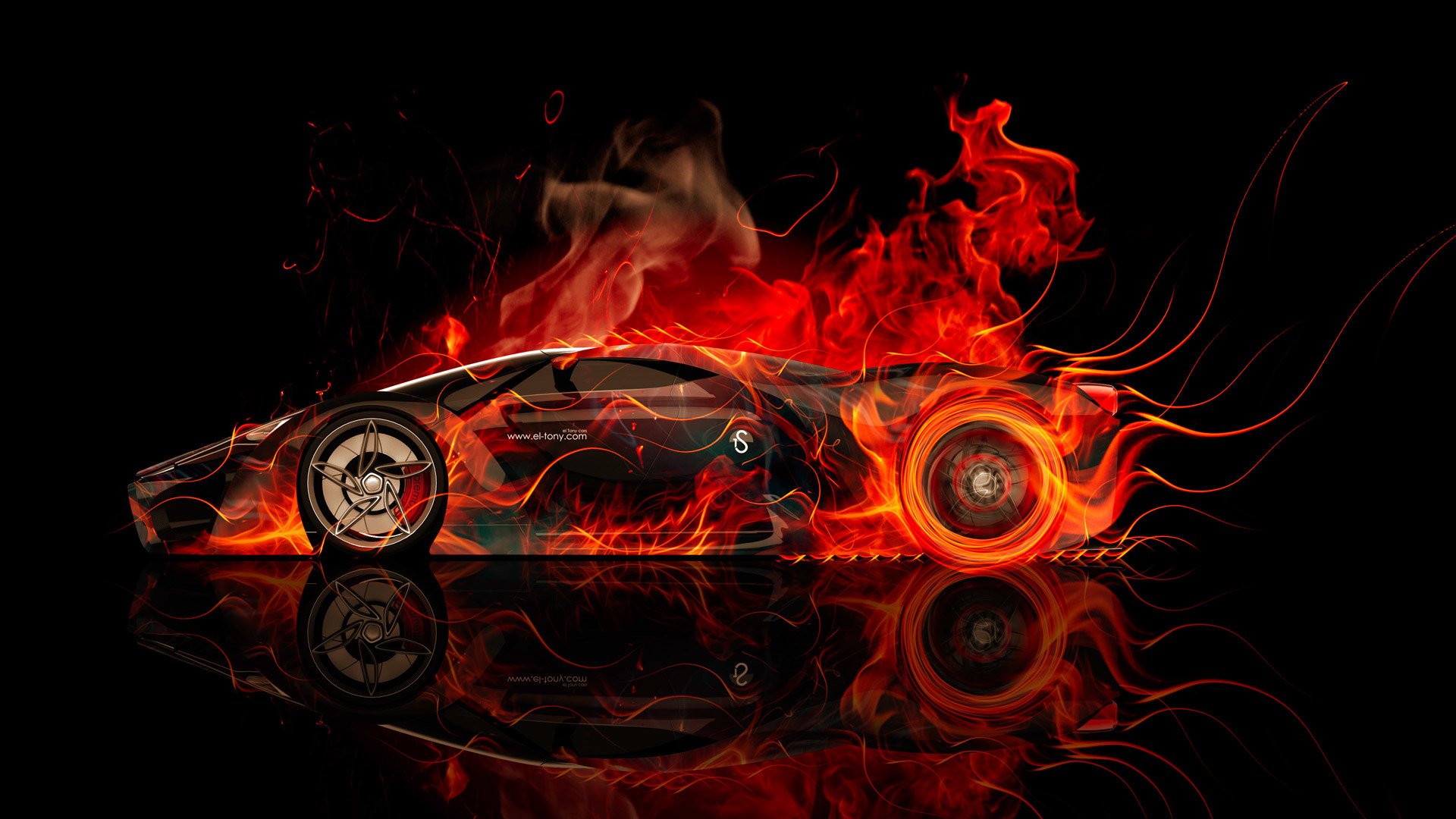 tony kohan ferrari f80 side fire car concept abstract orange colors airbrush black wallpaper supercar flame smoke el tony cars design art style auto photoshop ferrari ferrari f80 side view concept fire fiery car exhaust