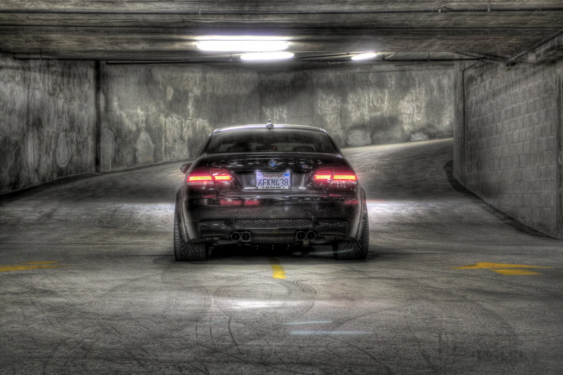 bmw m3 e92 noir bmw parking arrière ombre