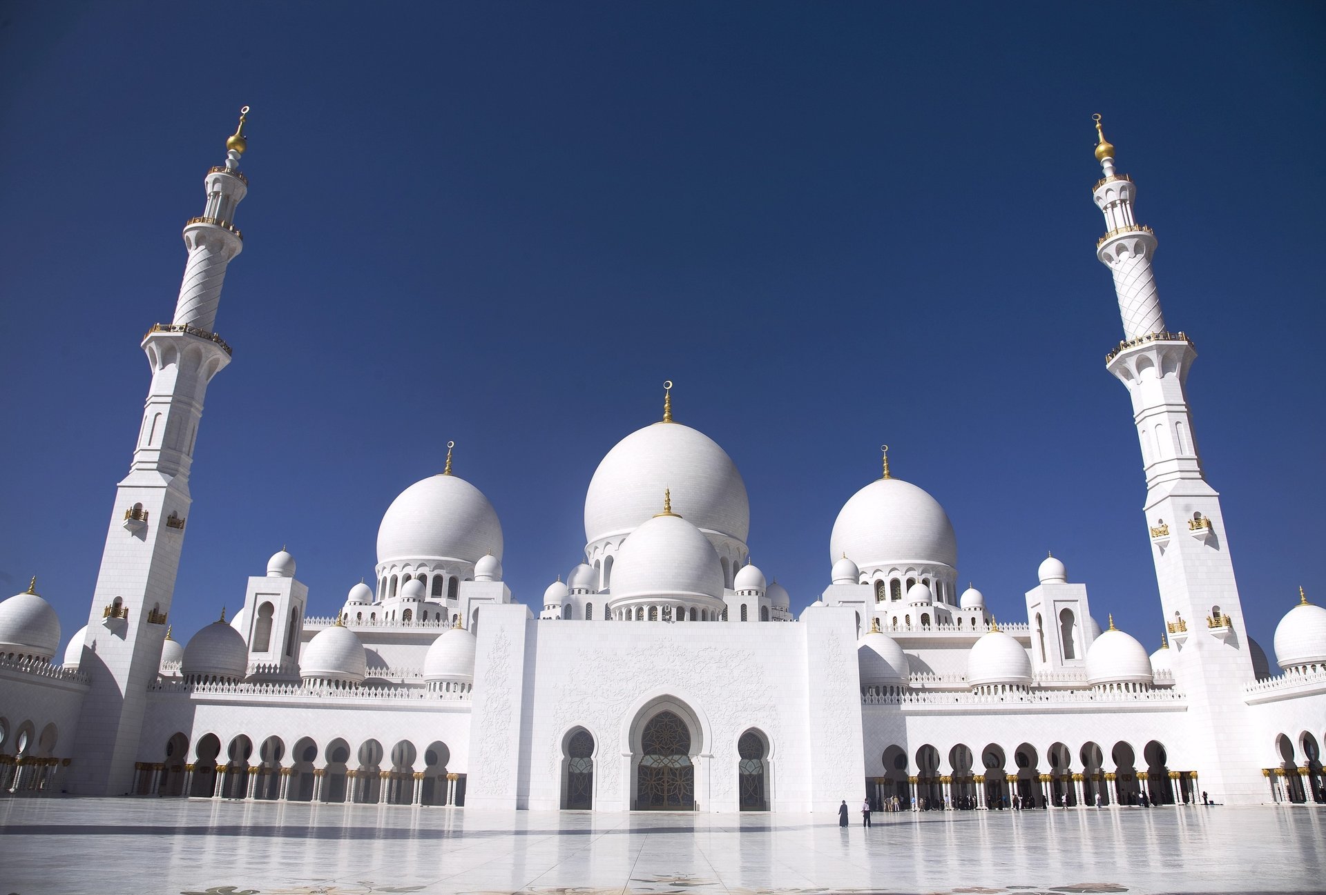 grand mosque abu dhabi abu dhabi meczet szejka zayeda plac łuki budynki religia