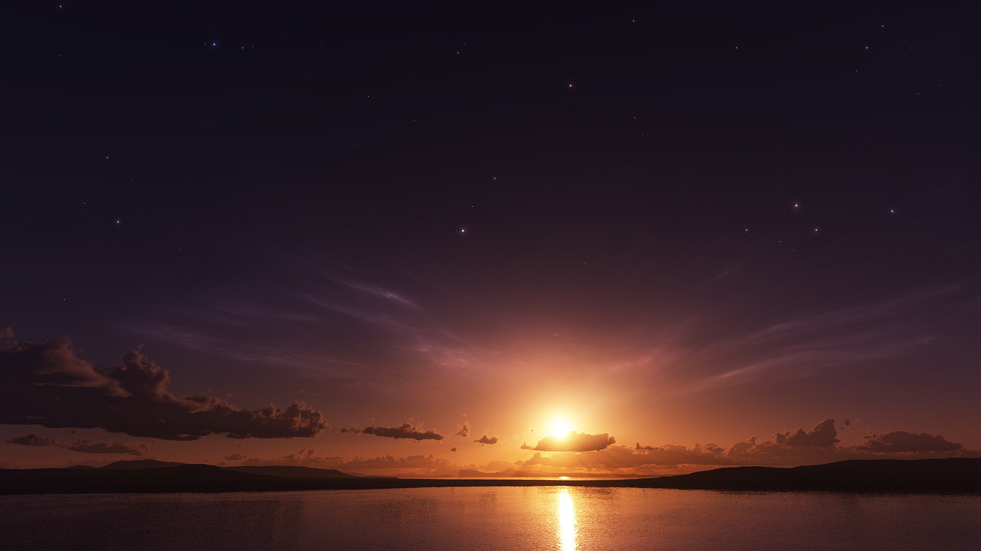 cielo stelle tramonto sole mare nuvole orizzonte