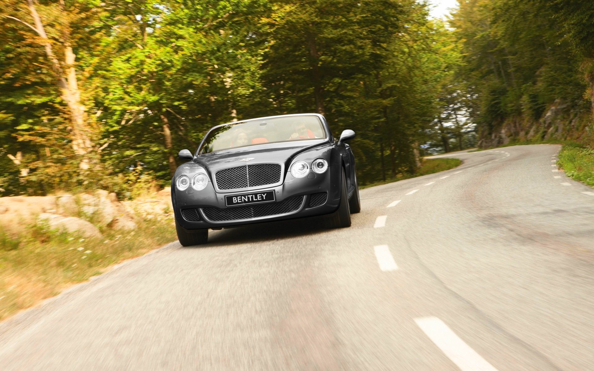 bentley continental gtc front car road bentley grey