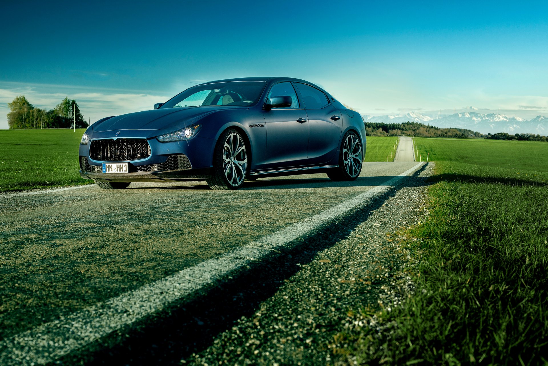 maserati ghibli novitec tridente blu auto di lusso foto