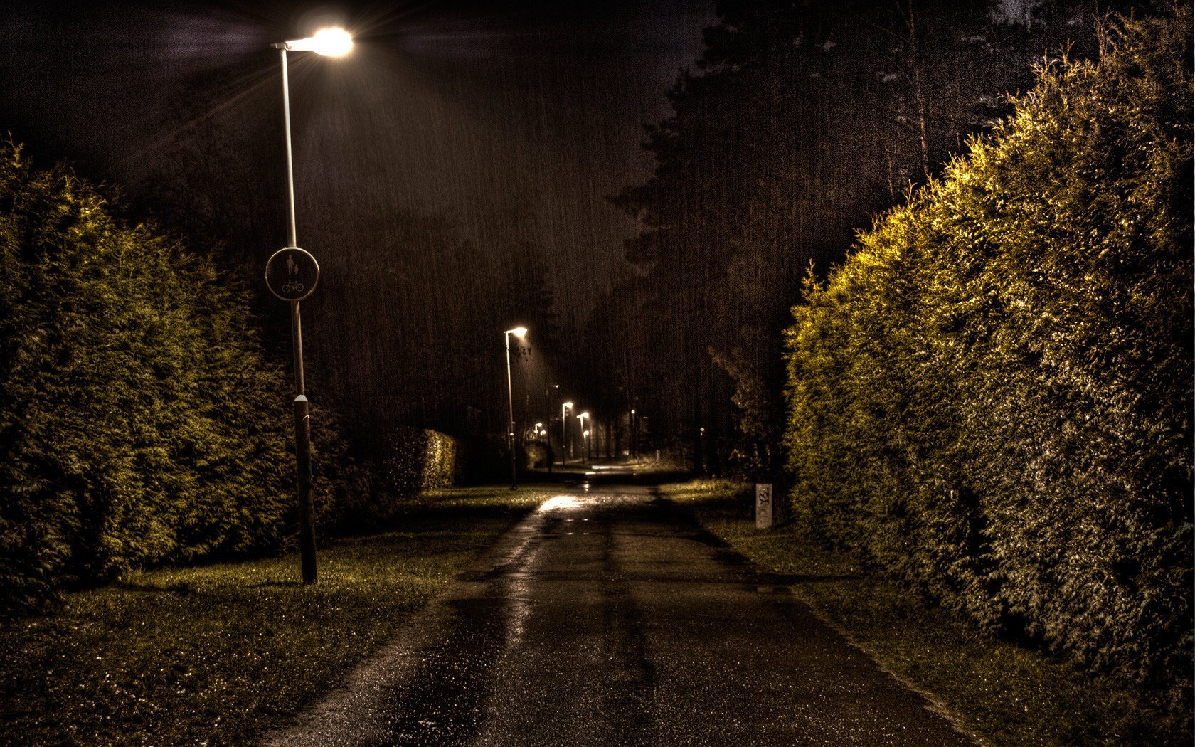 rue pluie lanterne nuit lumières de ville