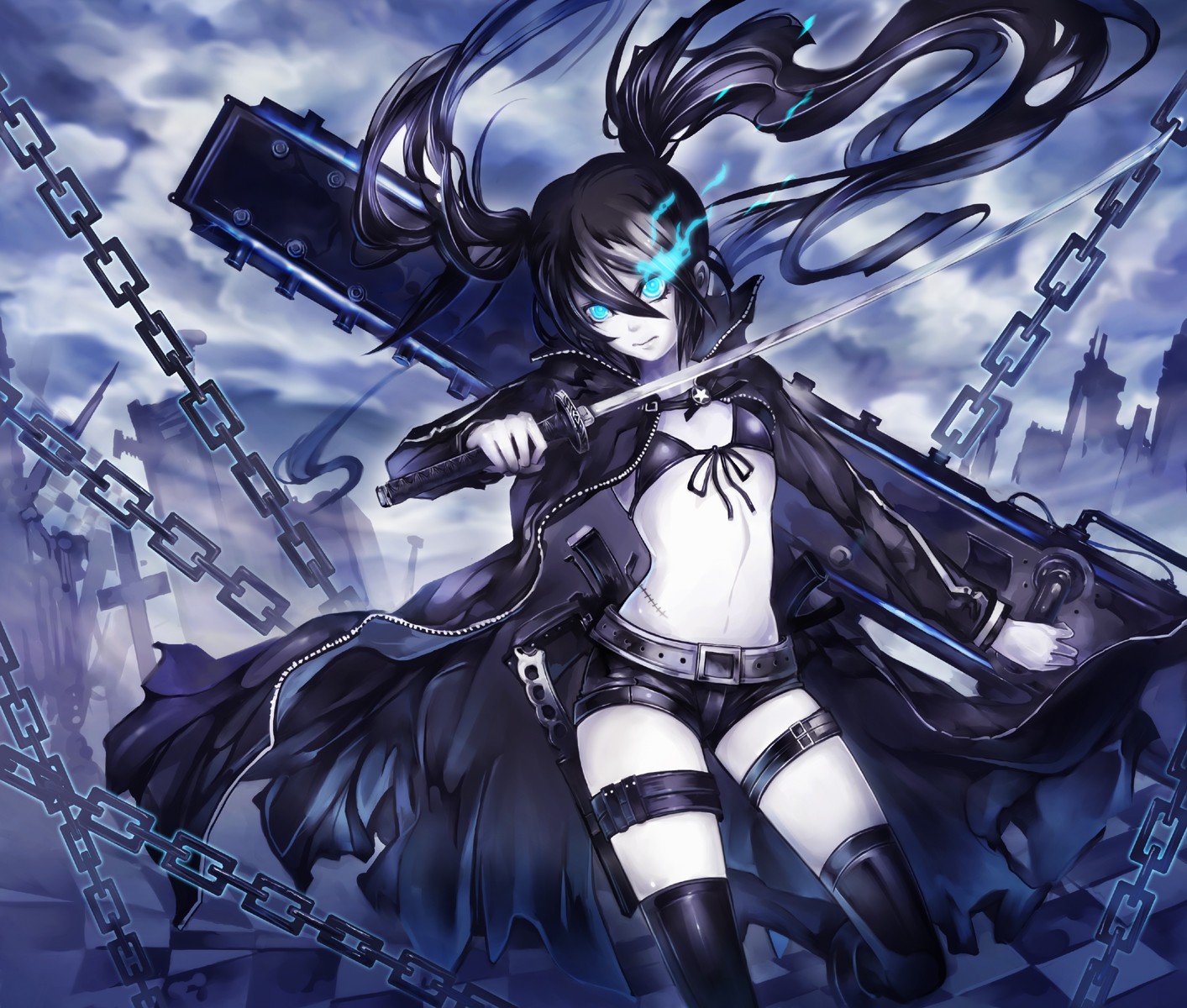 black rock shooter chains katana