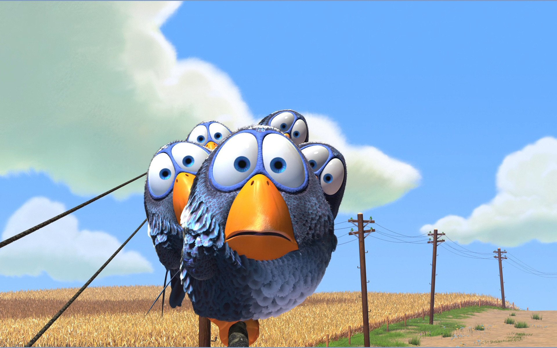 for the birds about birds cartoon pixar birds bird birds sparrows sparrow wires poles field