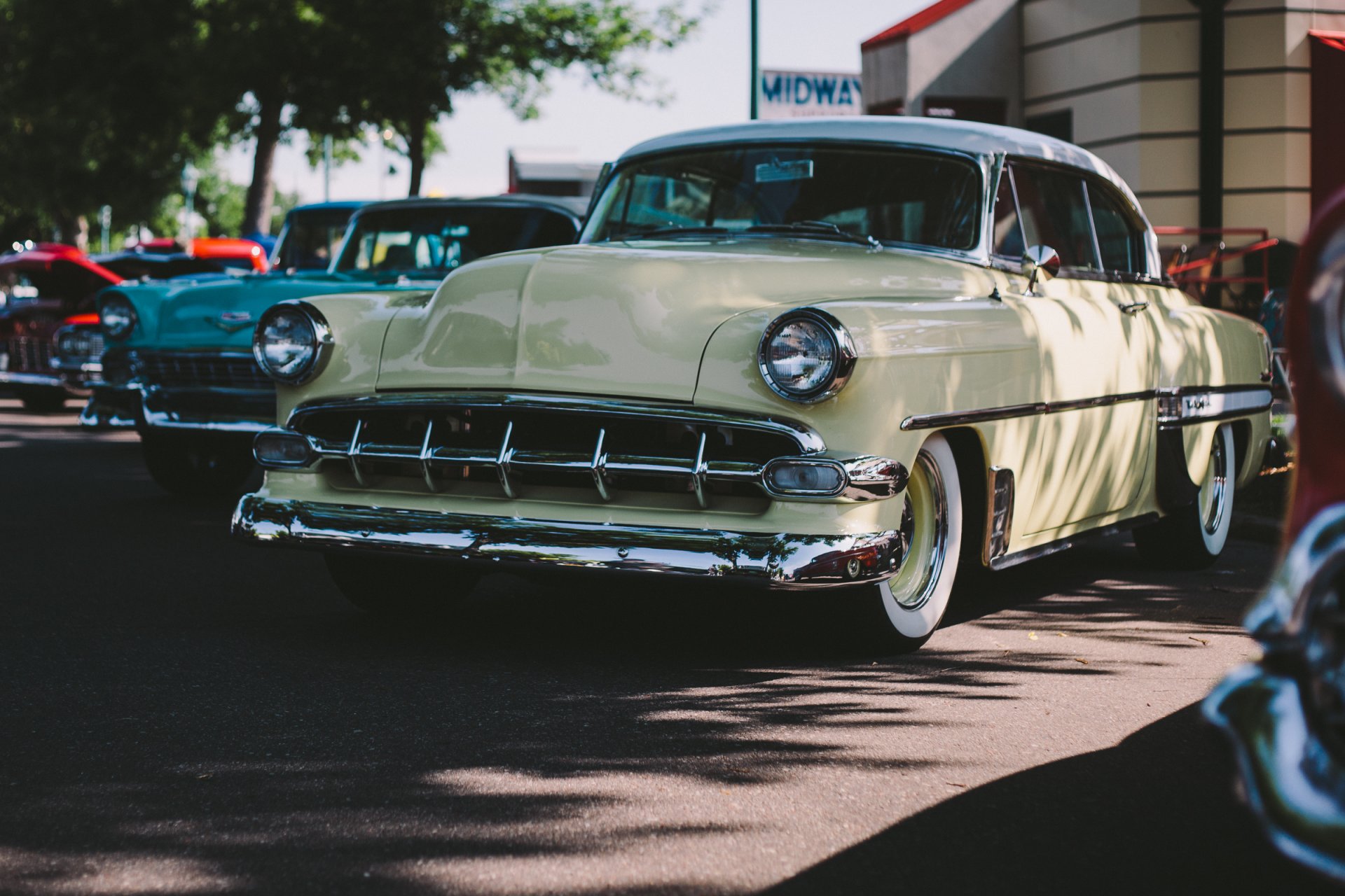 chevrolet bel air classic retro street front