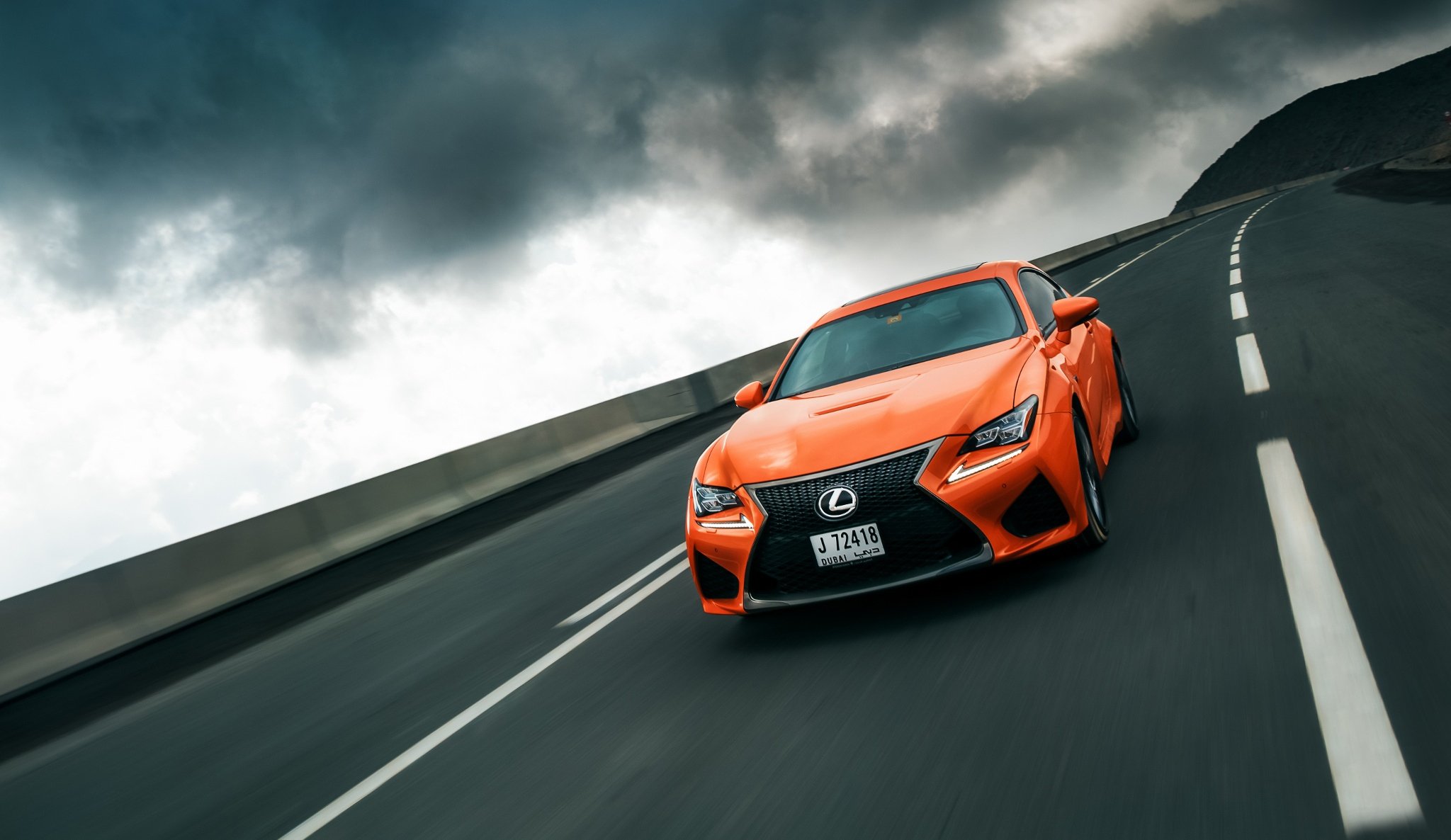 lexus rc f оранжевый дорога скорость небо