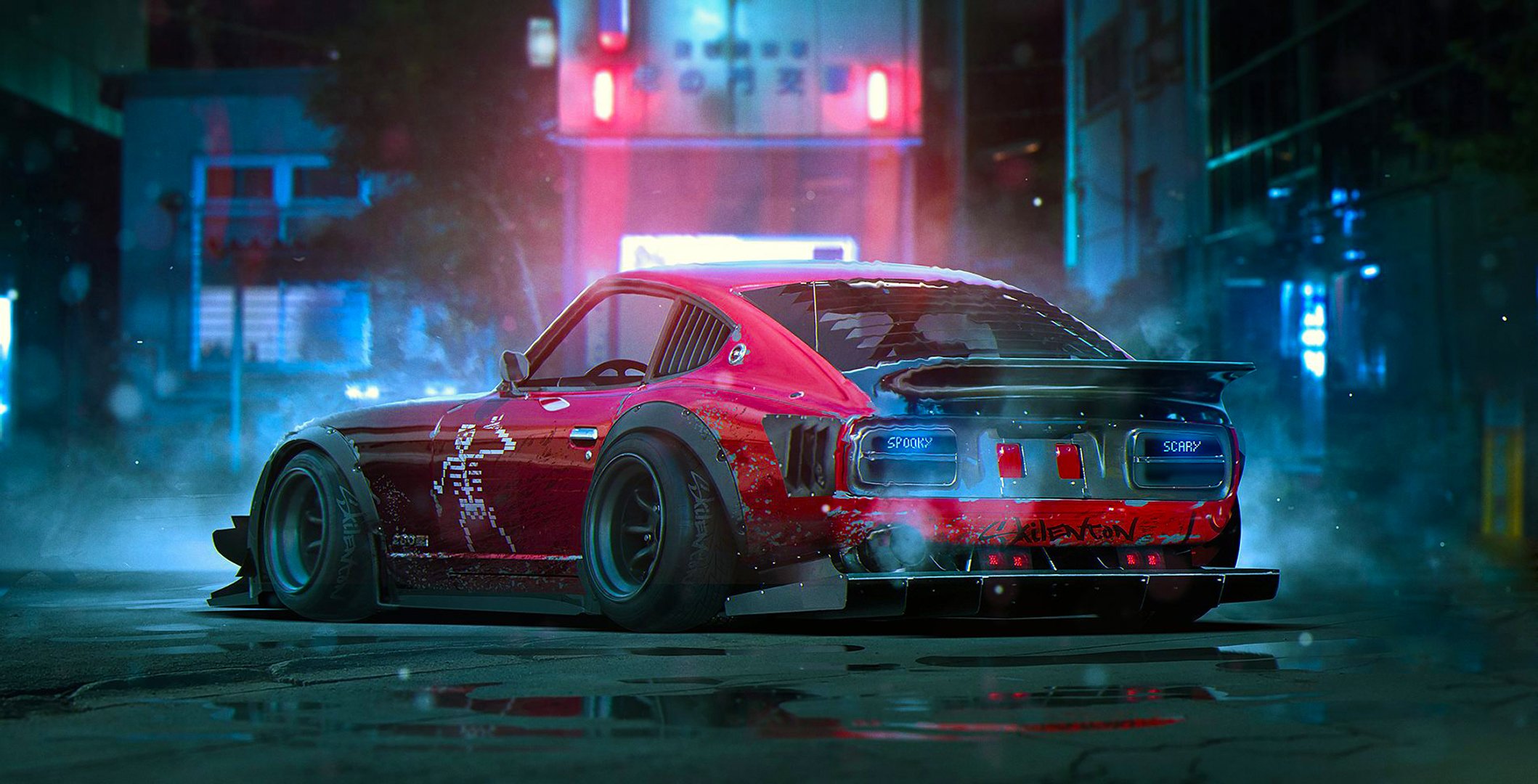 dutsun 280z scheletro rosso futuro tuning da khyzyl salem