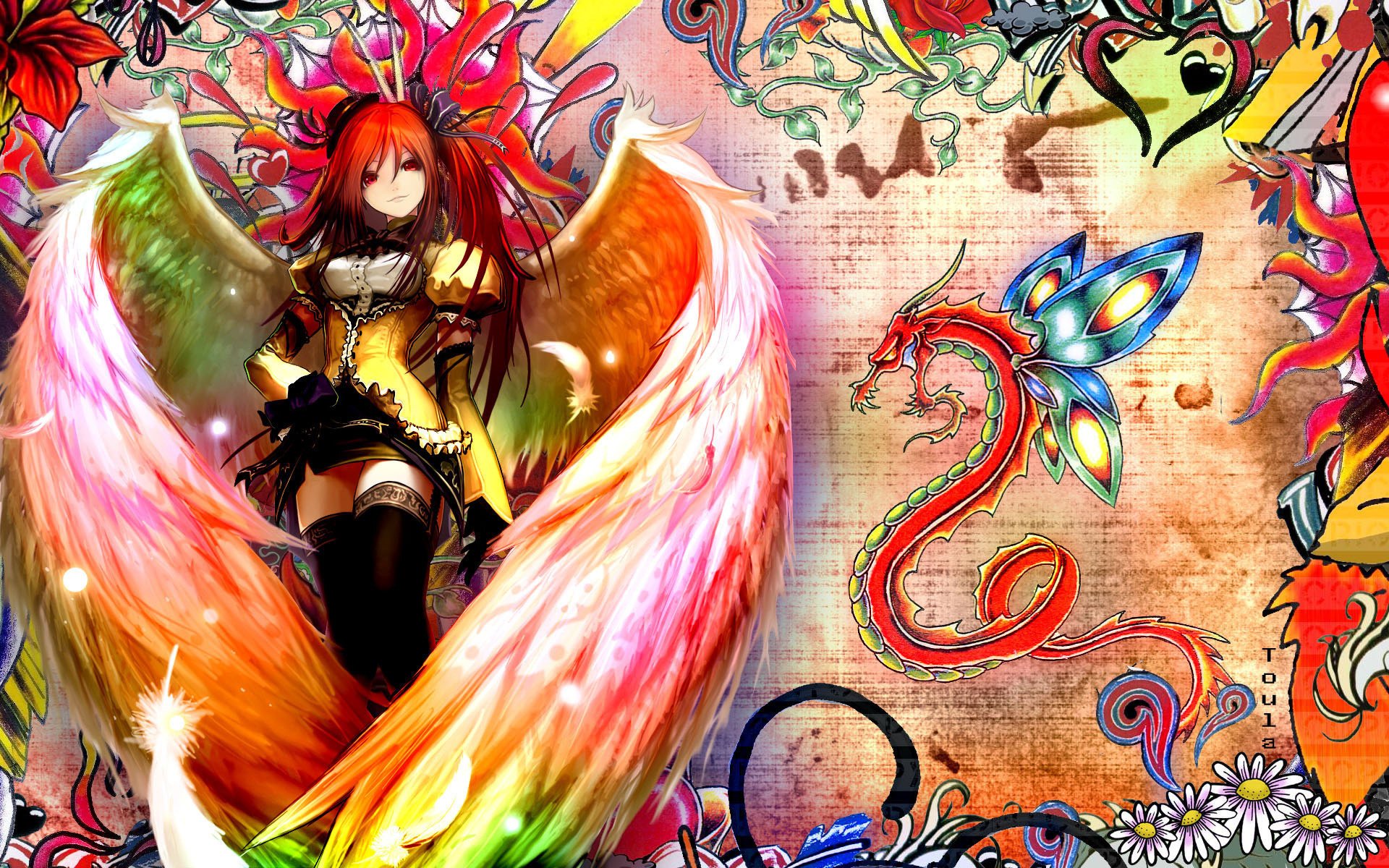 anime ange fille dragon ange dessins filles