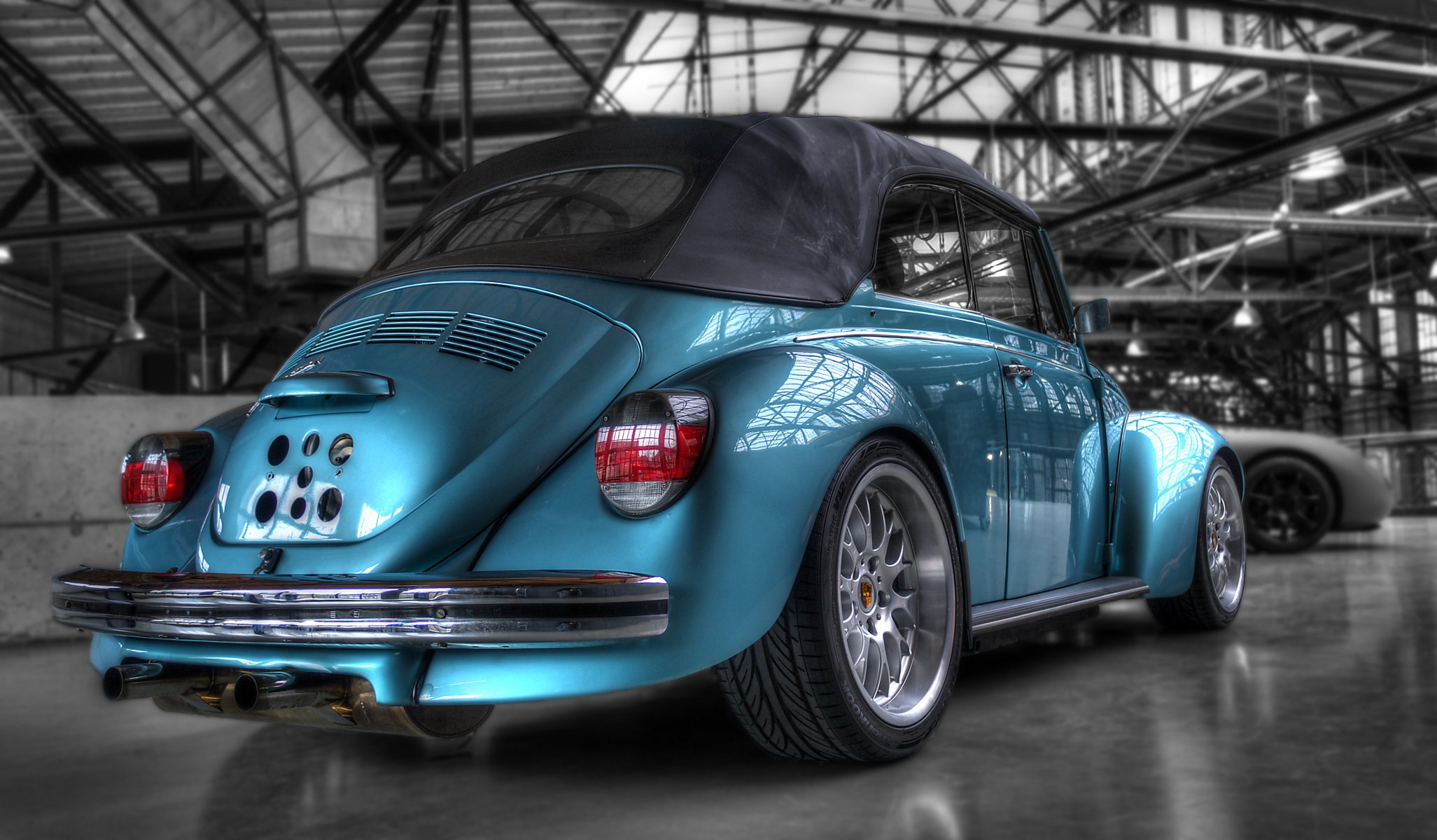 hdr voikswagen power beetle blue light blue