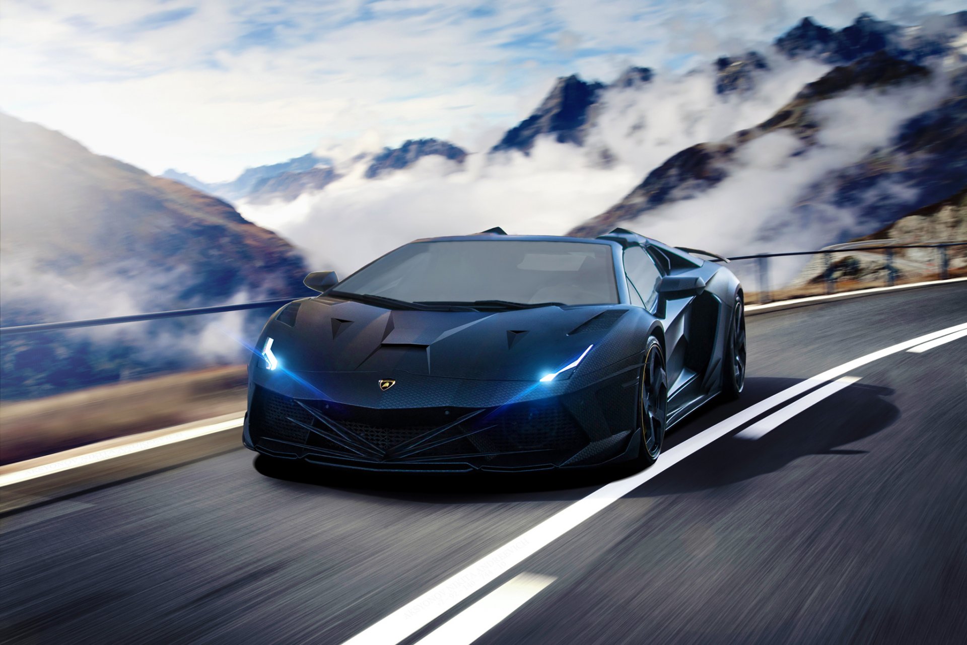 lamborghini aventador hyper tuning supercar speed road front