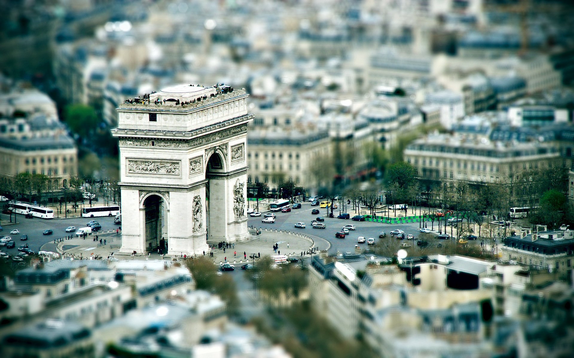 paris arch area overview road machine people the city street home