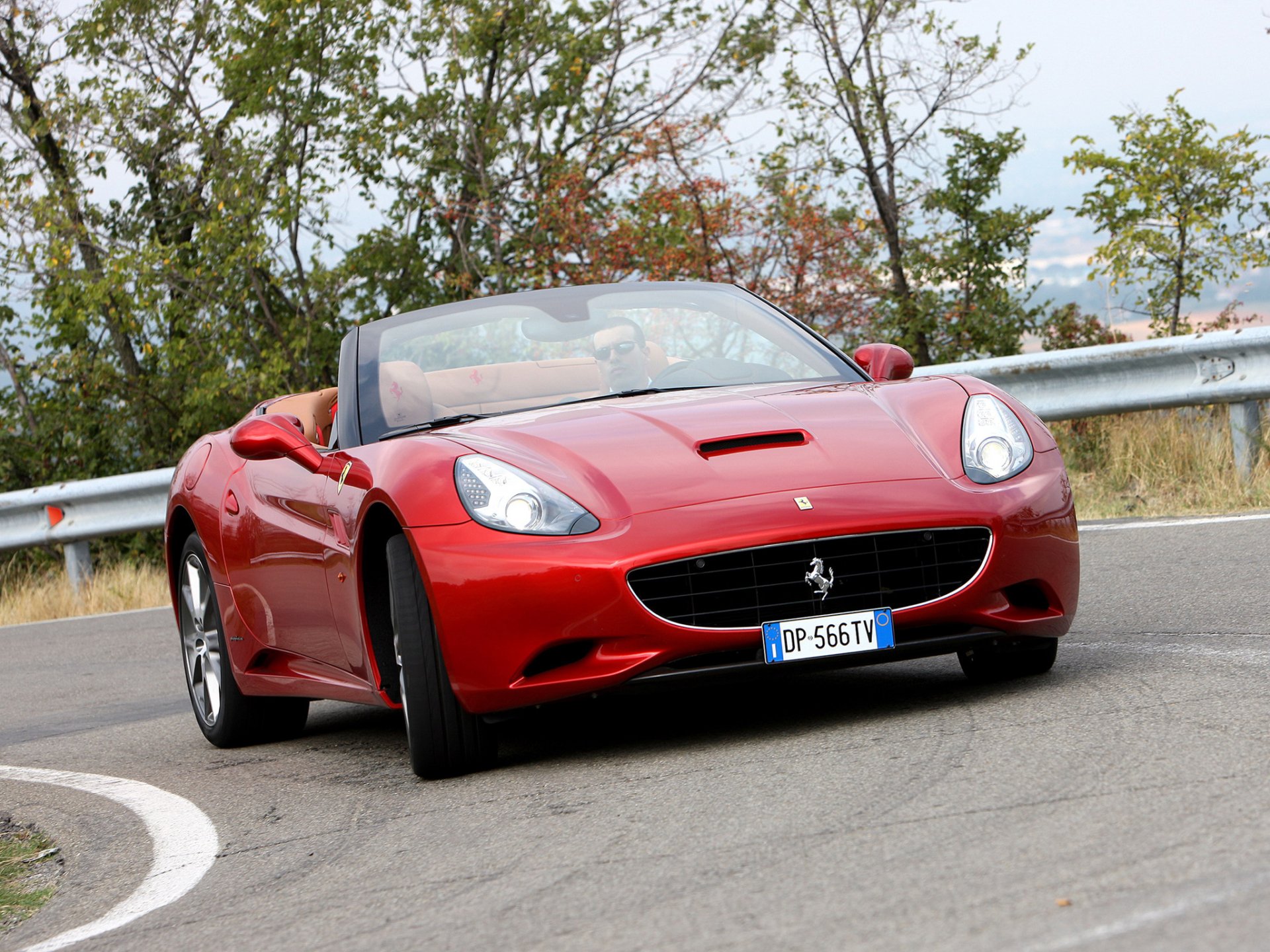 ferrari california straße auto rot front scheinwerfer