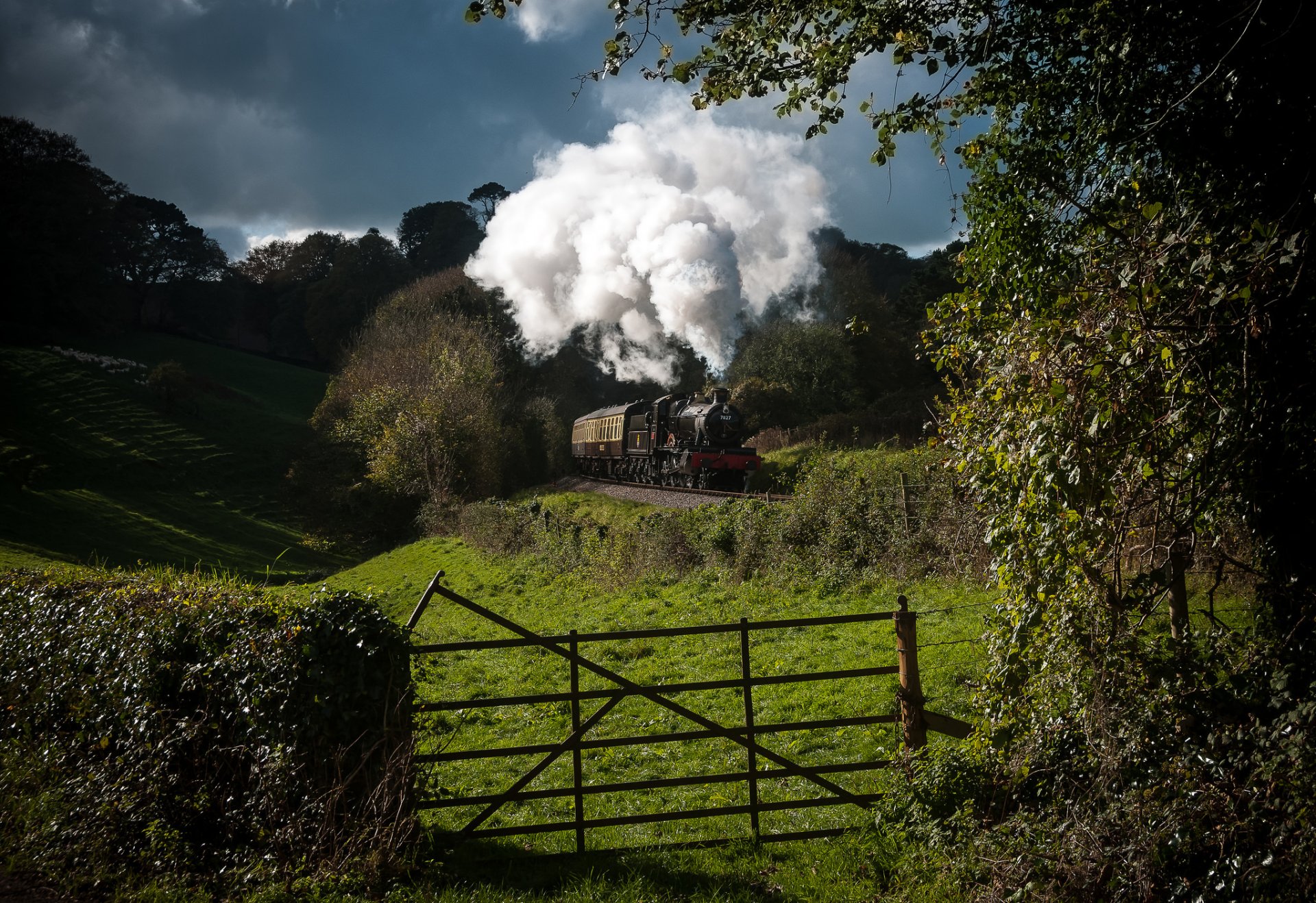 zug lokomotive rauch wagen natur