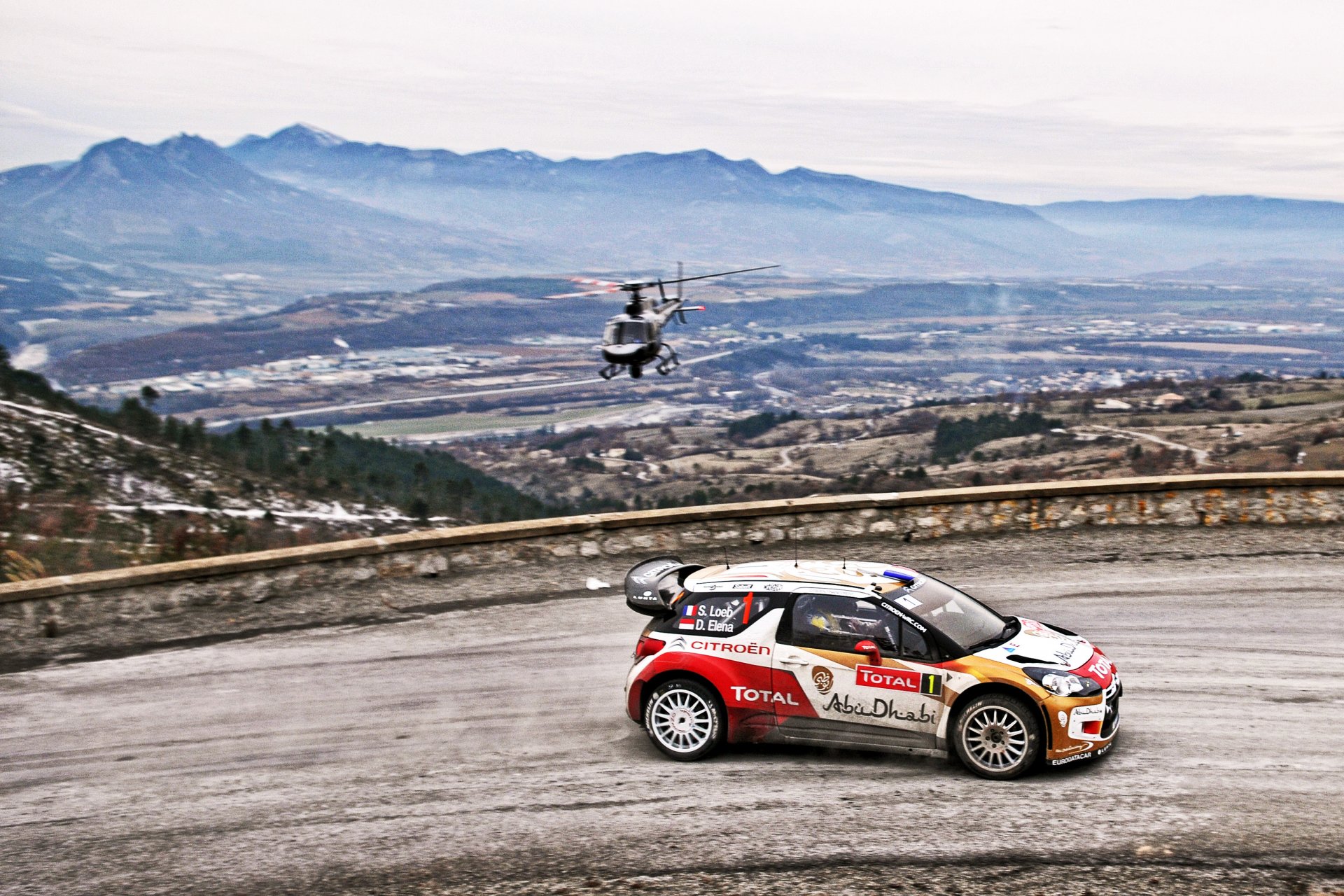 citroen ds3 wrc rally rally coche deporte citroen helicóptero carretera sebastian loeb