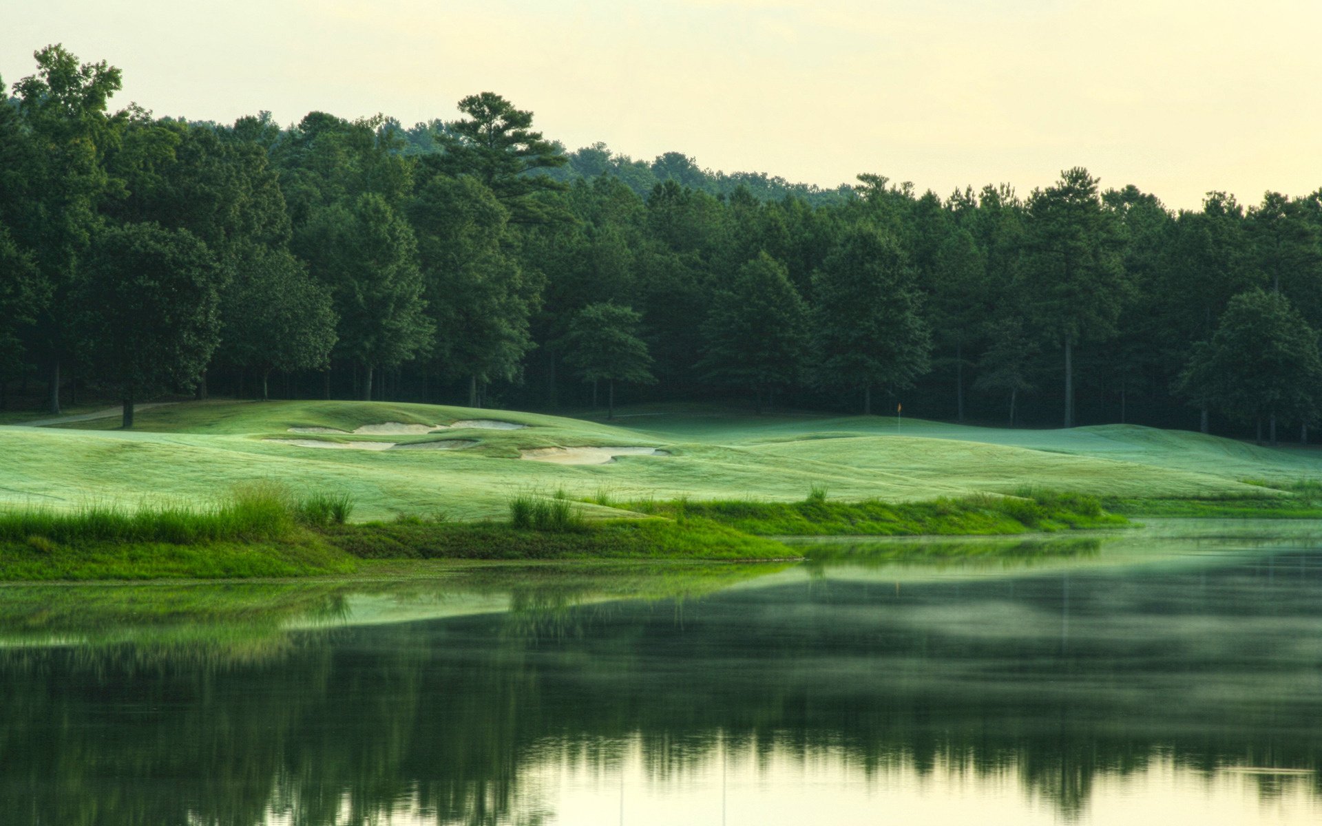 glades lawns landscapes nature water river rivers lake lakes forests trees tree grass hills glade meadow lawn greenery reflection shore relief landscape view