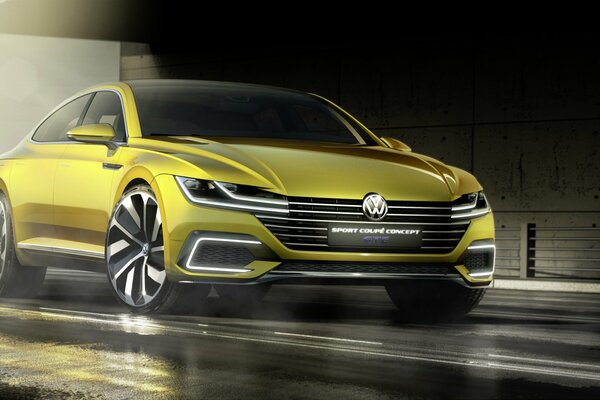 Volkswagen Sport coupe on the road