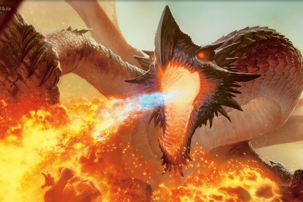 Dragon libère la flamme du feu